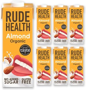 Rude Health Almond Organic Drink cartons, gluten-free, no added sugar, great taste award, ideal for healthy living
